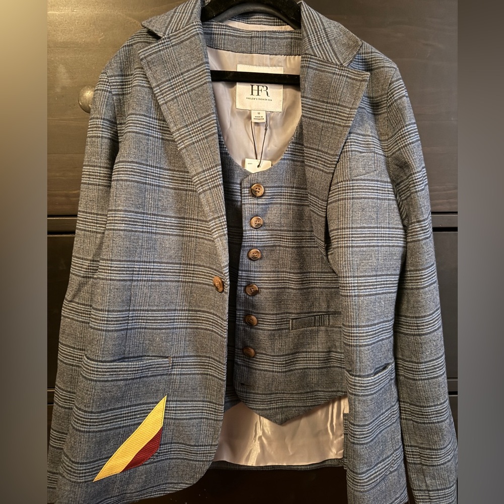 Janie & Jack x HFR Blue Plaid Jacket and Vest Suit Set 10